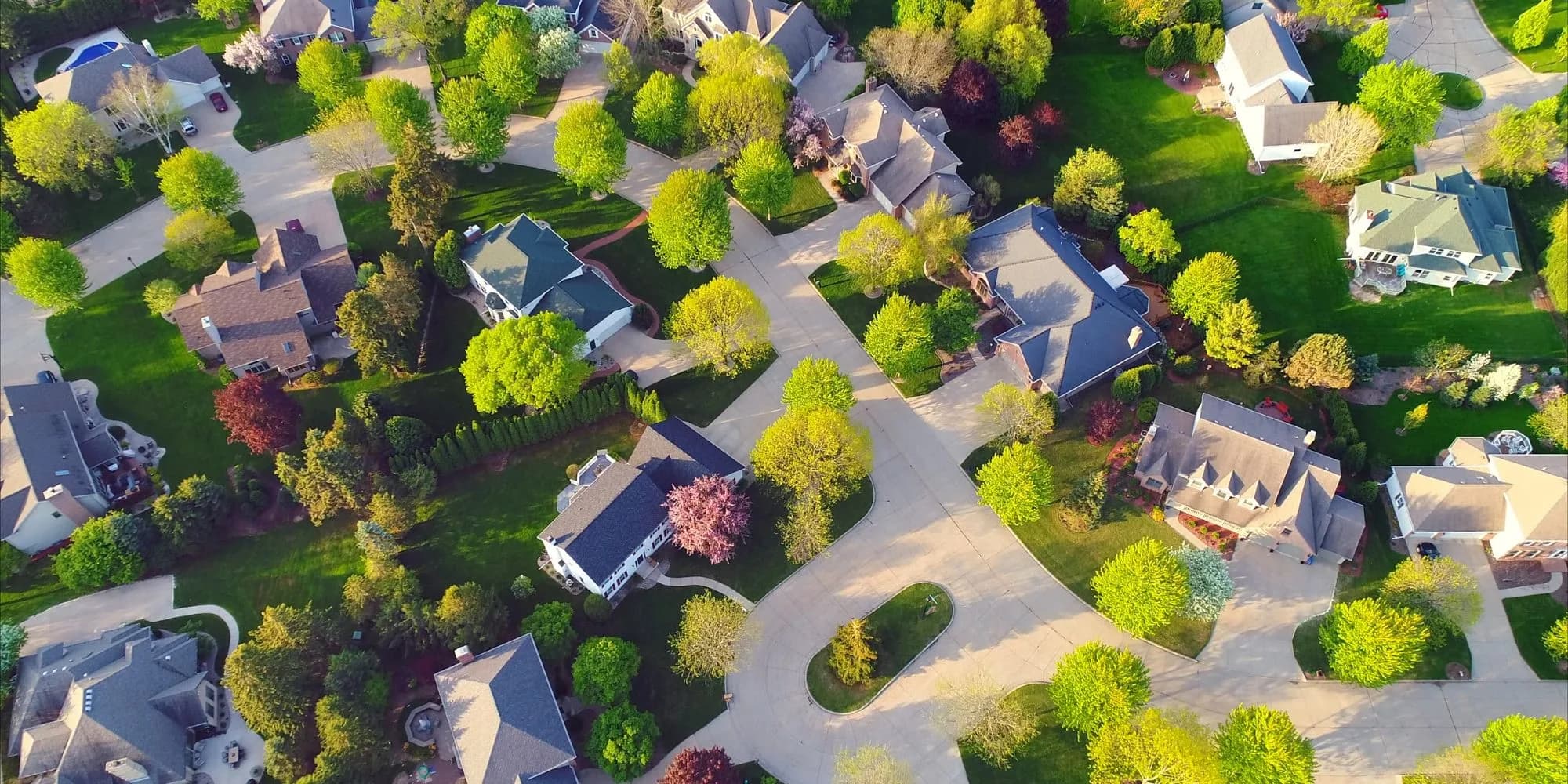 Aerial view of a connected neighborhood — the Shipshape vision