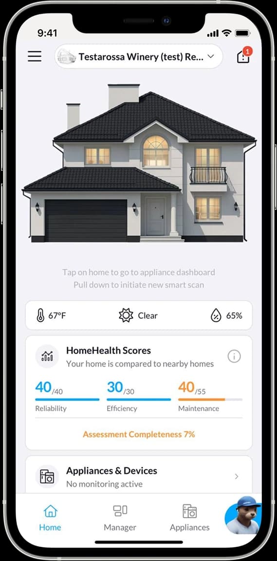 Shipshape app, home screen with the Home Health Scores